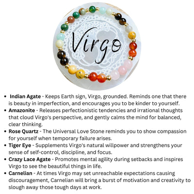 Virgo Zodiac Crystal Beaded Bracelet Horoscopes Astrology Virgo Zodiac Gem Bracelets Gifts for Her | 6mm crystal beaded bracelets | jewelry with meaning | soul charms
