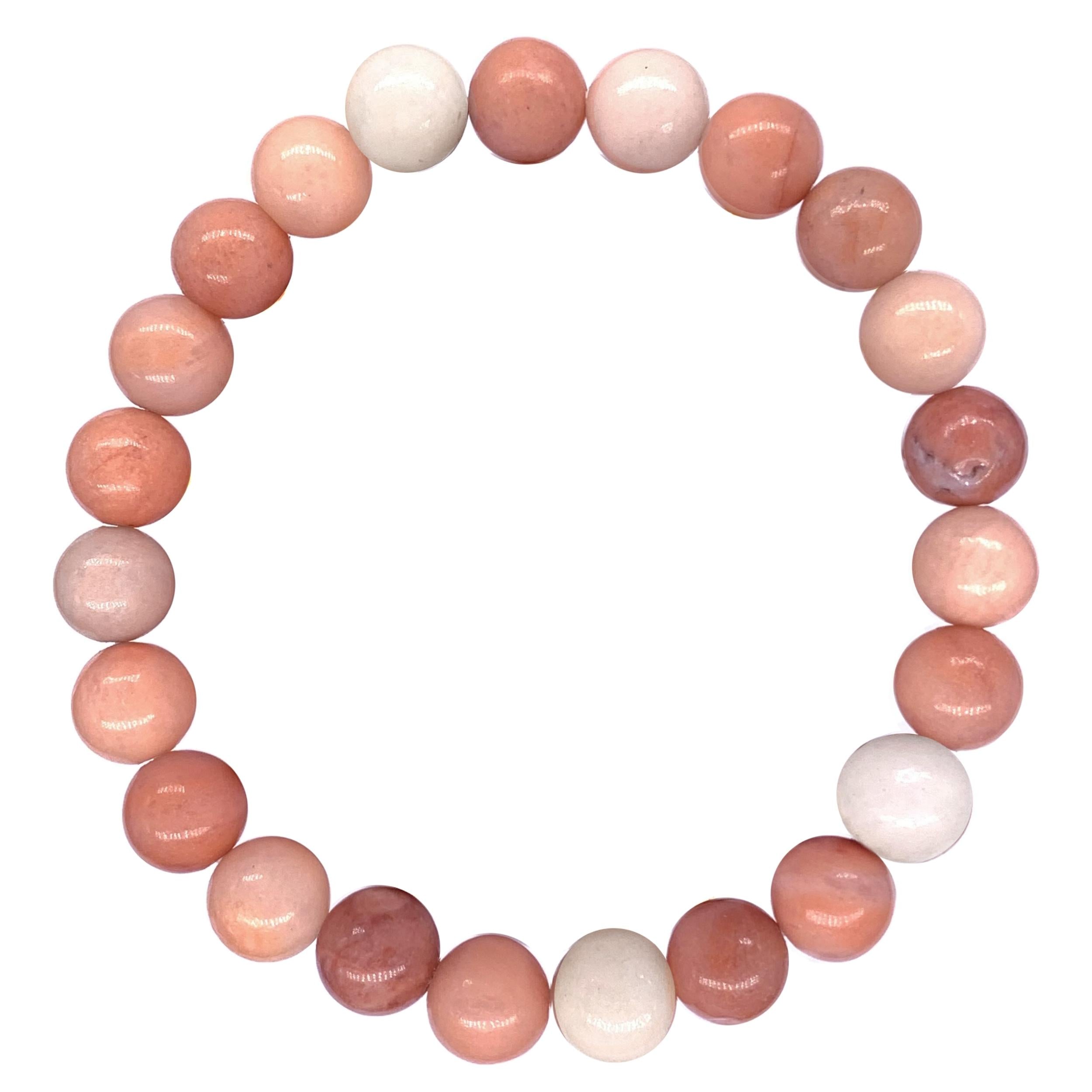 Pink Aventurine Healing Crystal Bracelet for Women, Men White