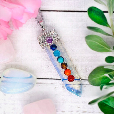 White Opalite 7 Chakra Necklace | Crystal for Creativity Psychic Power