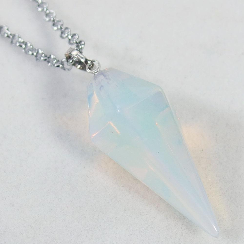 Opalite Healing Crystal Pendulum Necklace | Creativity Psychic Power