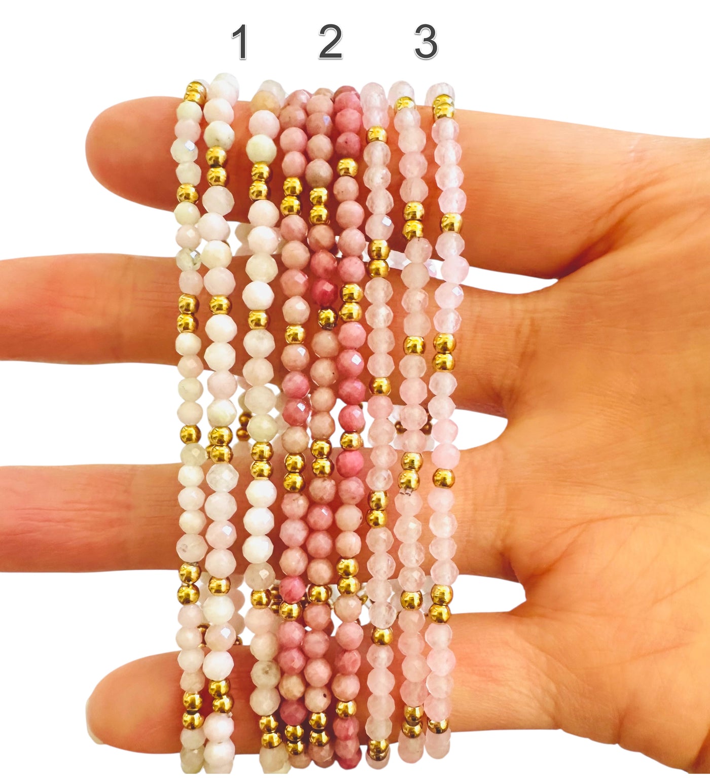Dainty 3mm Gemstone Bracelet - 18K Gold Plated Accents, Waterproof