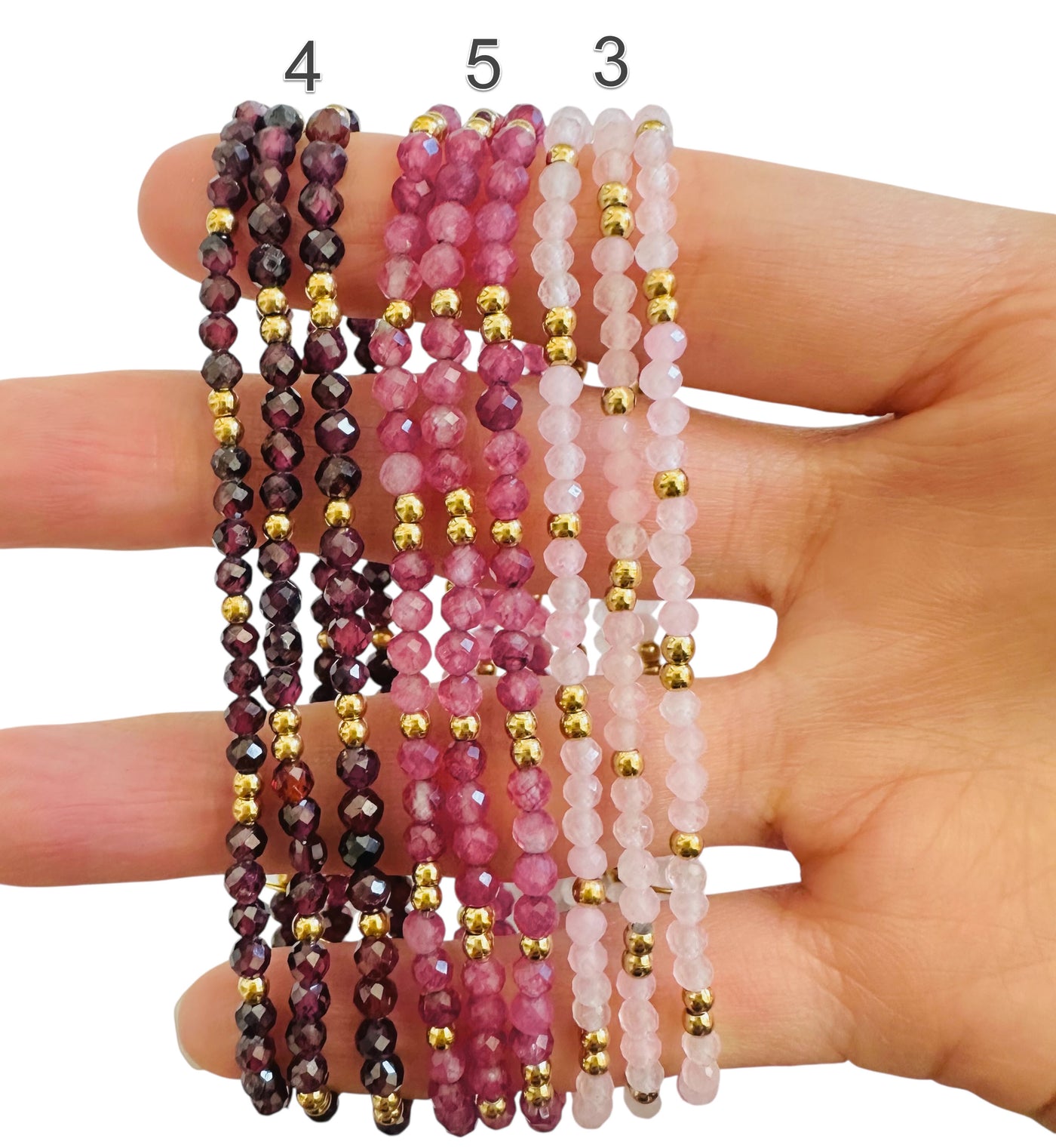 Dainty 3mm Gemstone Bracelet - 18K Gold Plated Accents, Waterproof