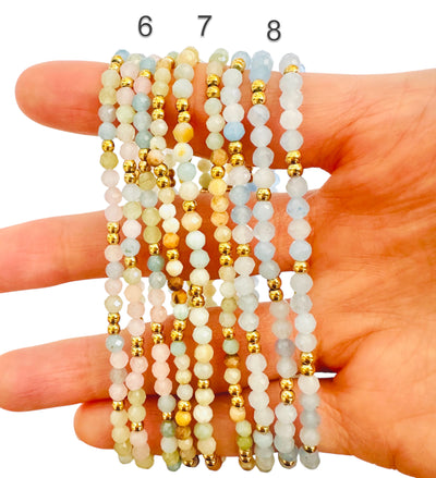 Dainty 3mm Gemstone Bracelet - 18K Gold Plated Accents, Waterproof