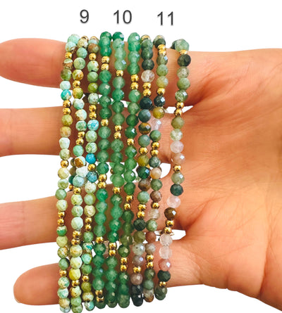Dainty 3mm Gemstone Bracelet - 18K Gold Plated Accents, Waterproof