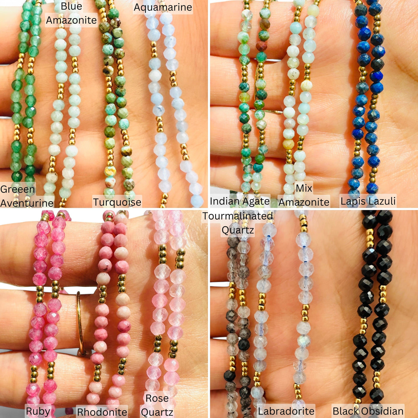 Birthstone Crystal Gemstone Choker Necklace, Waterproof 18K Gold Accents
