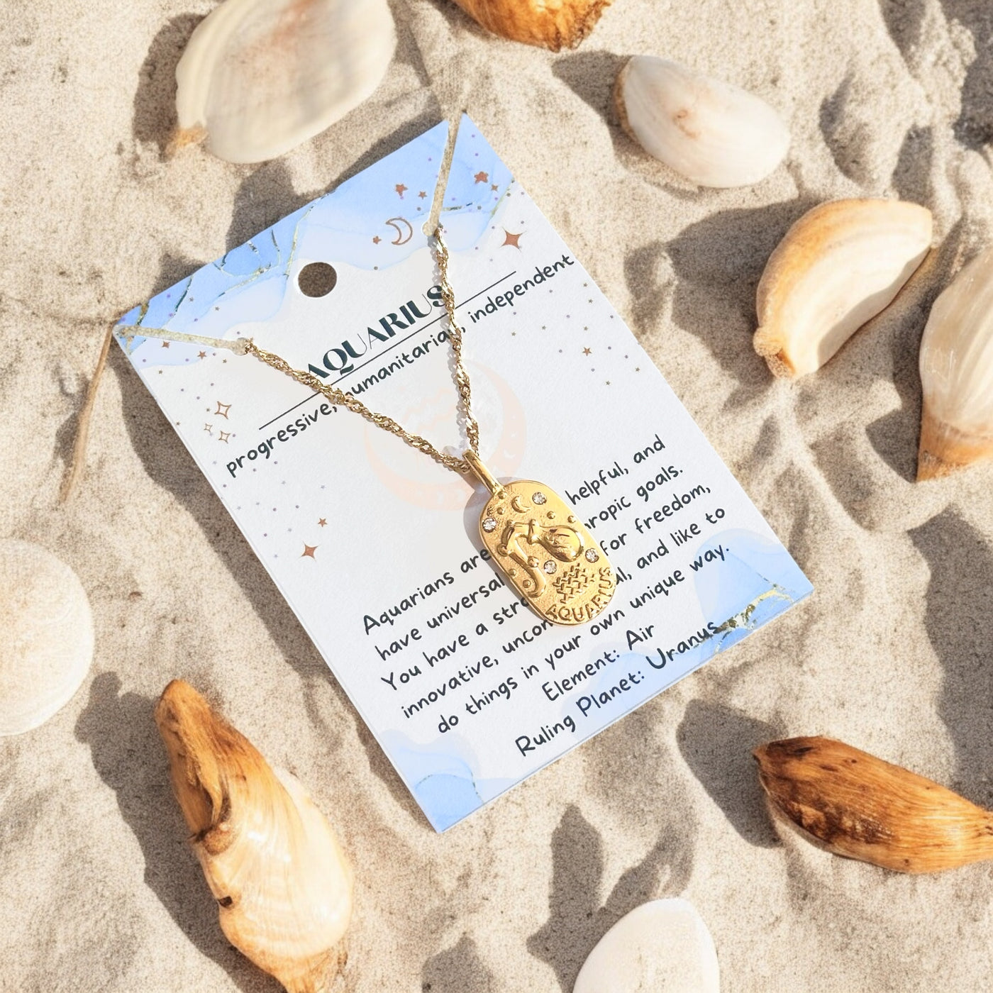 Zodiac Astrology Gold Necklaces - 18K Plated Waterproof