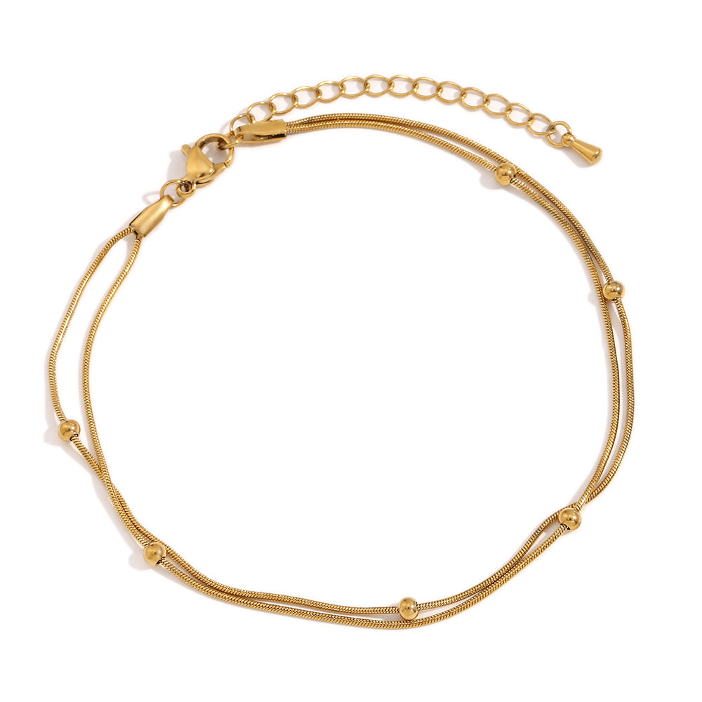 Dainty Gold Layering Bracelets Waterproof, 18K Gold Plated