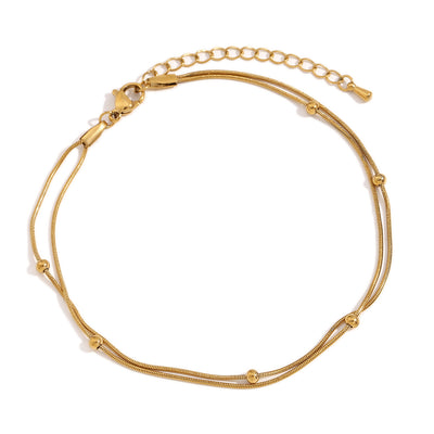 Dainty Gold Layering Bracelets Waterproof, 18K Gold Plated