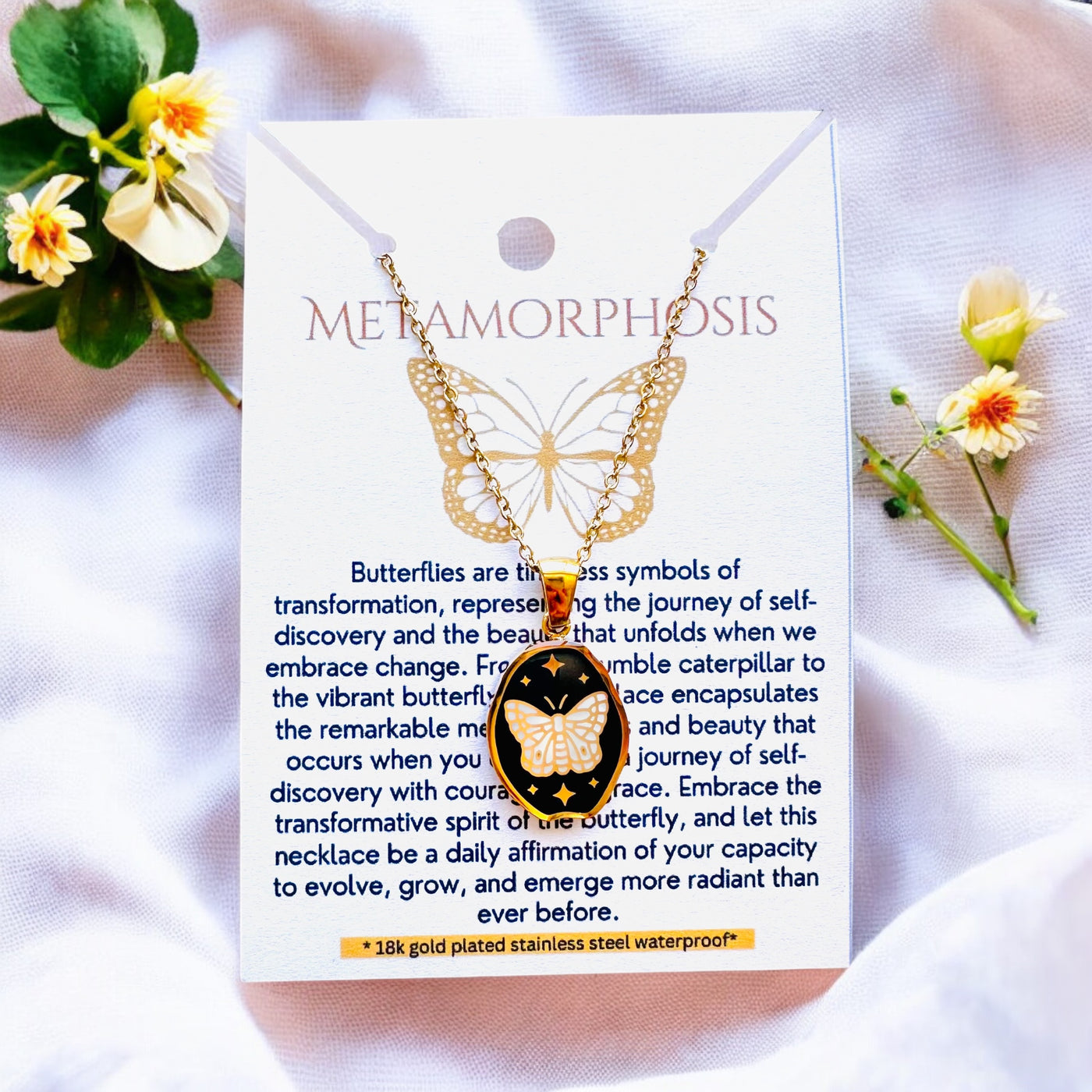 Butterfly Metamorphosis - 18K Gold Plated, Waterproof Necklace