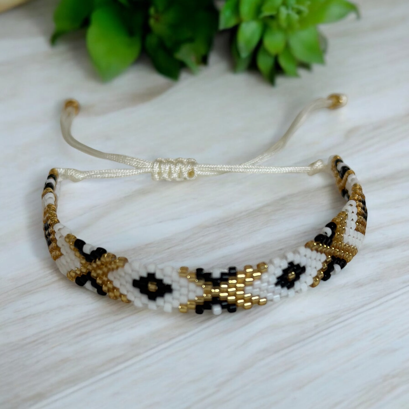 Black White Gold Layering Bracelets