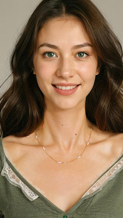 Dainty Pearls - 18K Gold Plated, Waterproof Necklace