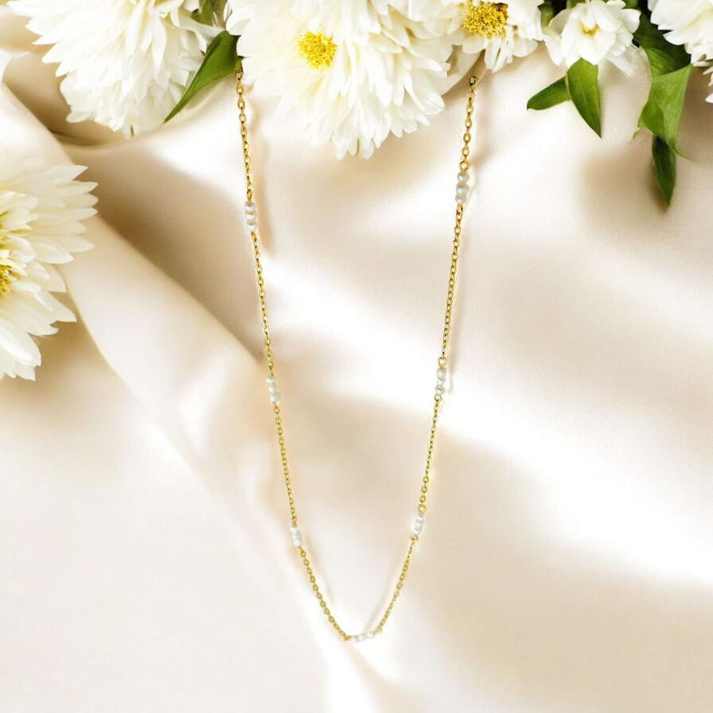 Dainty Pearls - 18K Gold Plated, Waterproof Necklace