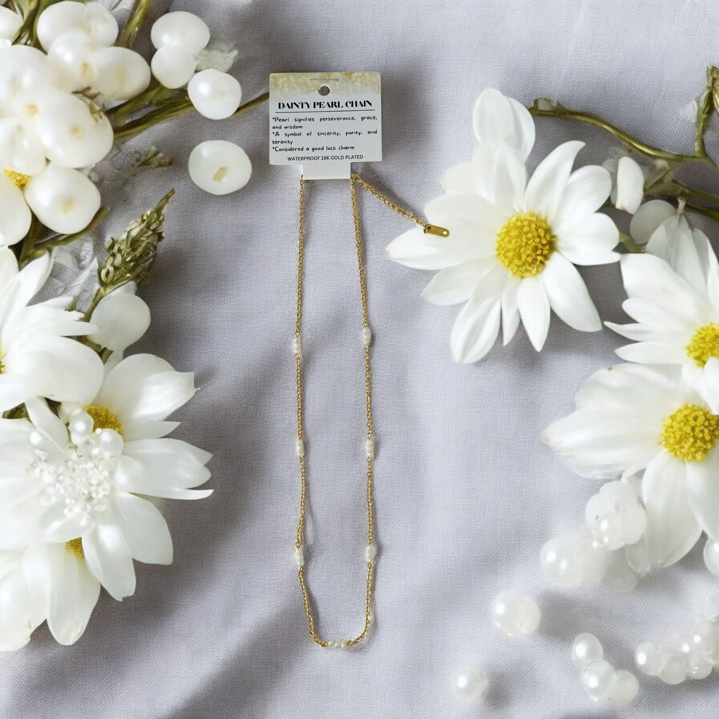 Dainty Pearls - 18K Gold Plated, Waterproof Necklace