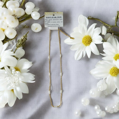 Dainty Pearls - 18K Gold Plated, Waterproof Necklace