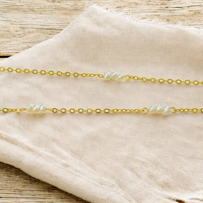 Dainty Pearls - 18K Gold Plated, Waterproof Necklace