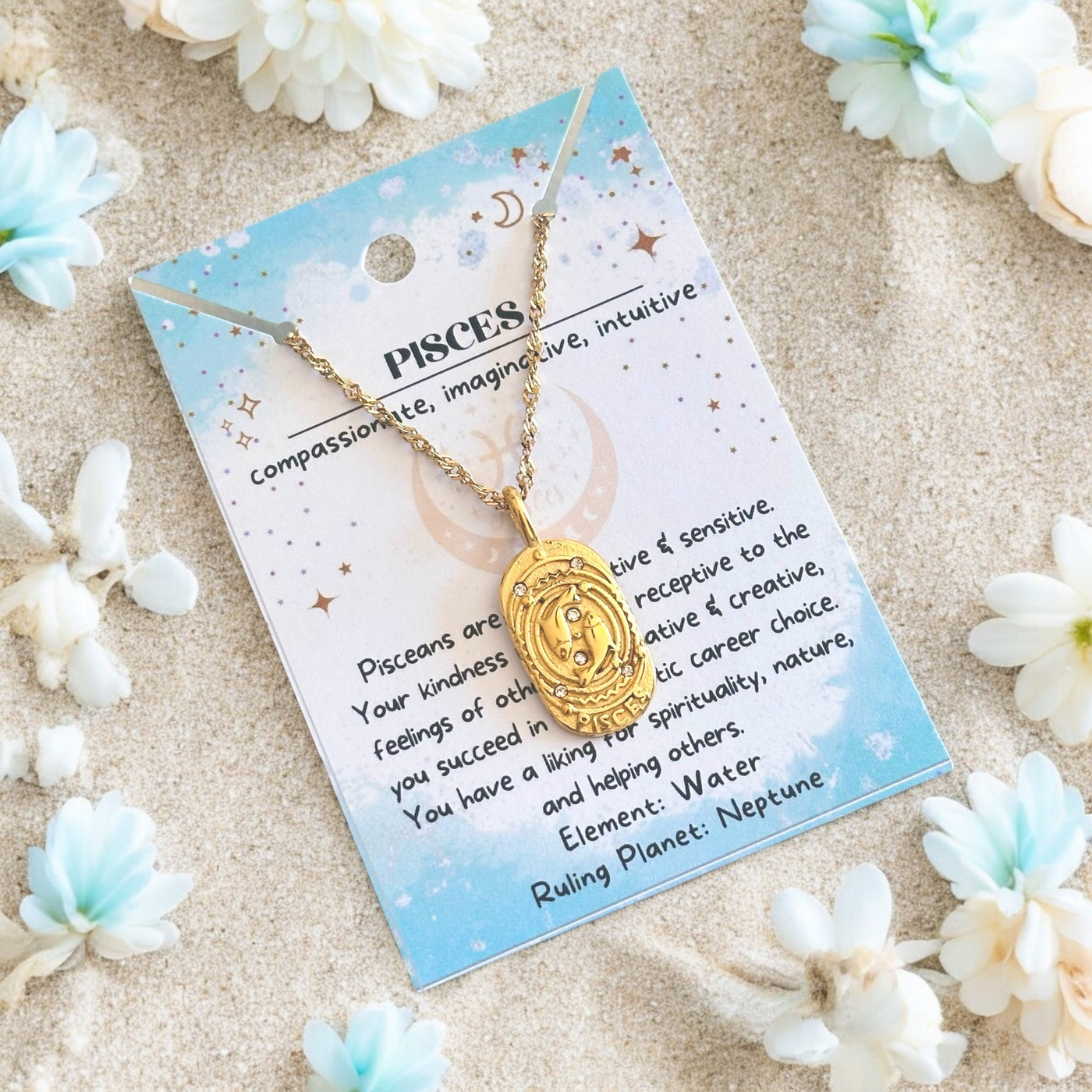 Zodiac Astrology Gold Necklaces - 18K Plated Waterproof