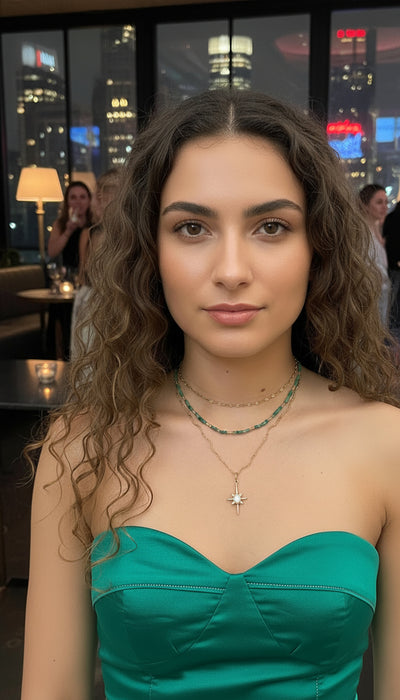 Birthstone Crystal Gemstone Choker Necklace, Waterproof 18K Gold Accents