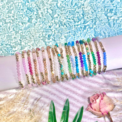 Dainty Healing Crystal Gold Accent Bracelets