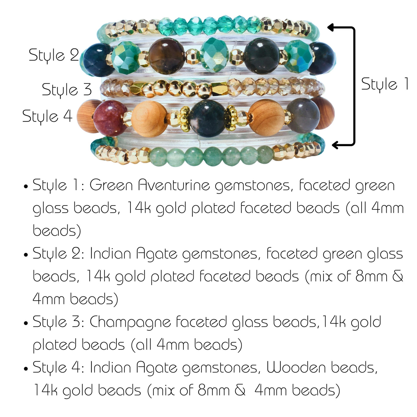 Earth Crystals & Wood Bracelet Set