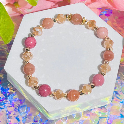 Love & Light Rhodonite Sunstone Rose Quartz Bracelet Set