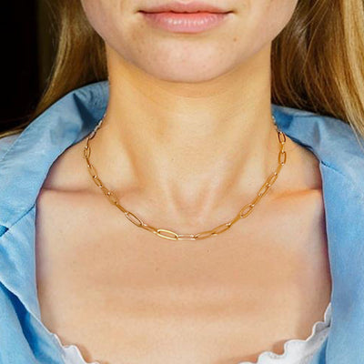 Paperclip Chain - 18K Gold Plated, Waterproof Necklace