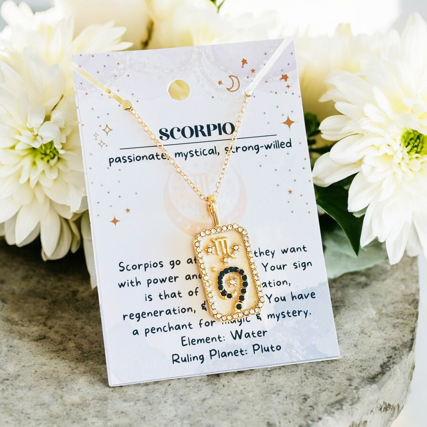 Zodiac Astrology Gold Necklaces - 14K Plated with Cubic Zirconia