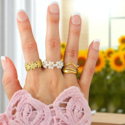 18K Gold Waterproof Stacking Rings