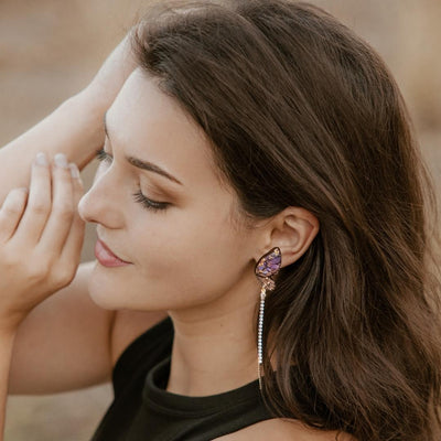 Fantasy Purple Blue Butterfly Earrings | Dainty Dangling Earrings | Jewelry with Meaning | Soul Charms