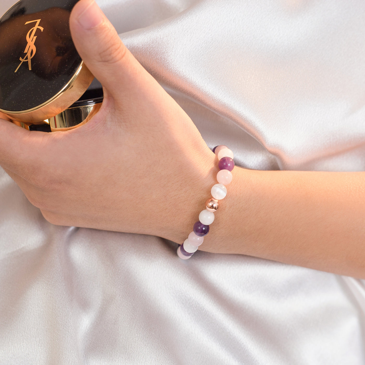 Devine Feminine Power Crystal Bracelet for Women, Amethyst Rose Quartz Moonstone Bracelet | Purple Pink Stone Jewelry | Bead Bracelet | Beaded Bracelet | Bracelet with Meaning