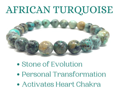 African Turquoise Healing Crystal Bracelet for Women | Men Bead Bracelets | healing crystal bracelets | 8mm beaded bracelet | soul charms