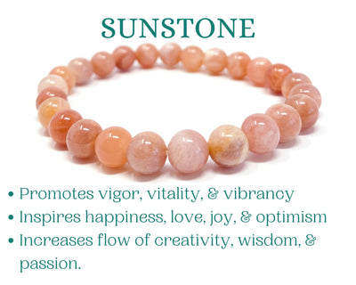 Sunstone Healing Crystal Bracelet for Women, Men | White Bead Bracelet | 8mm beaded bracelet | soul charms