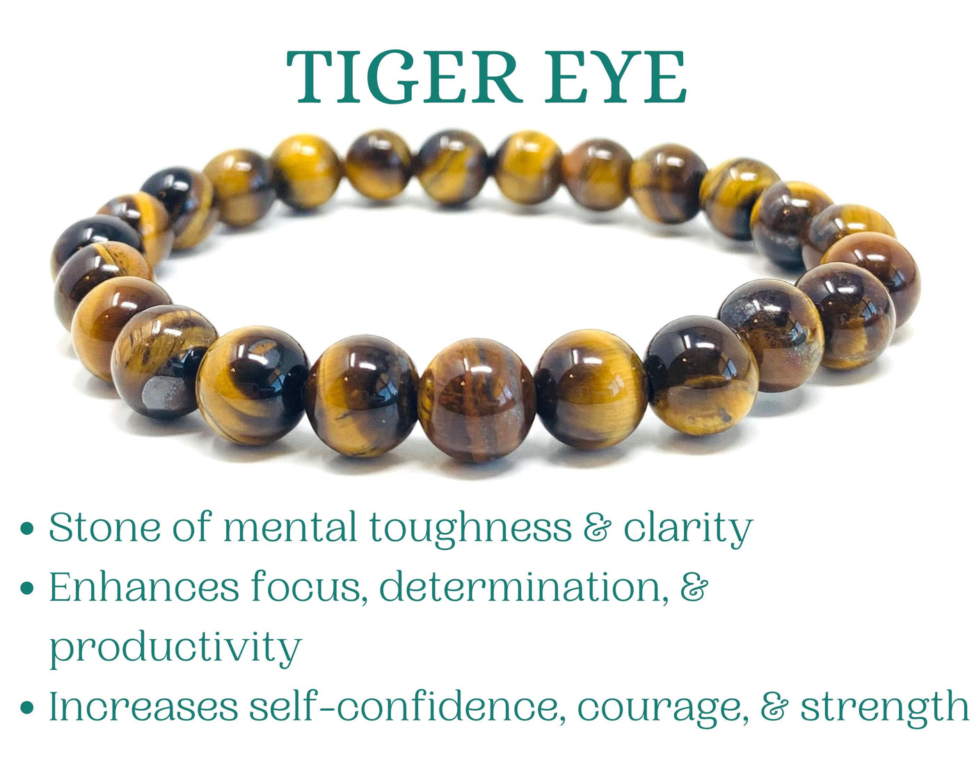 Tiger Eye Crystal Bracelet for Women, Men Bead Bracelet for Motivation Success Focus Courage Strength | Wholesale Crystal Bead Bracelets