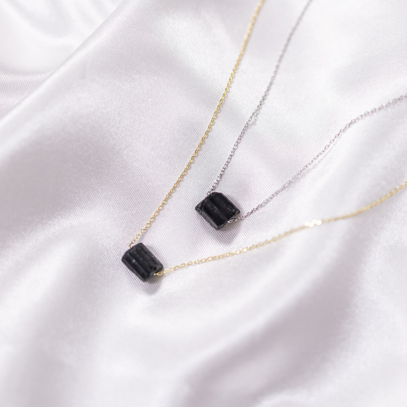 Shop Raw Black Tourmaline Crystal Necklace 14K Gold, Sterling Silver, Minimalist Dainty Jewelry Necklace | Soul Charms