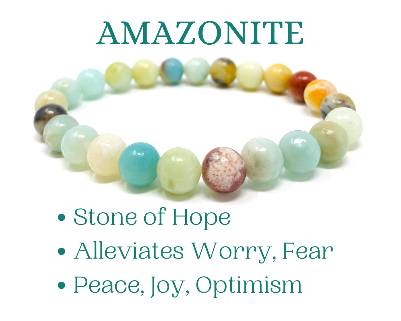 Amazonite Crystal Bracelet Healing Benefits, Meanings, Metaphysical Properties | Crystal for Hope, Worry, Fear, Peace, Joy, Optimism