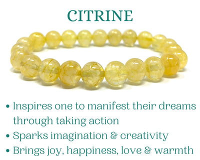 Citrine Healing Crystal Bracelet for Women Men's Citrine Bead Bracelet | healing crystal bracelet | 8mm beaded bracelet | soul charms