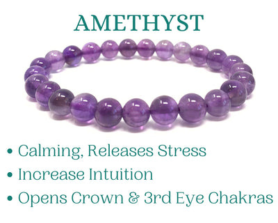 Amethyst Crystal Bead Bracelet For Women Men | Healing Crystal Beaded Bracelet | Bracelet for Anxiety, stress, intuition | Purple Crystal 8mm Beads Wholesale Dropshipping Crystal Bracelets