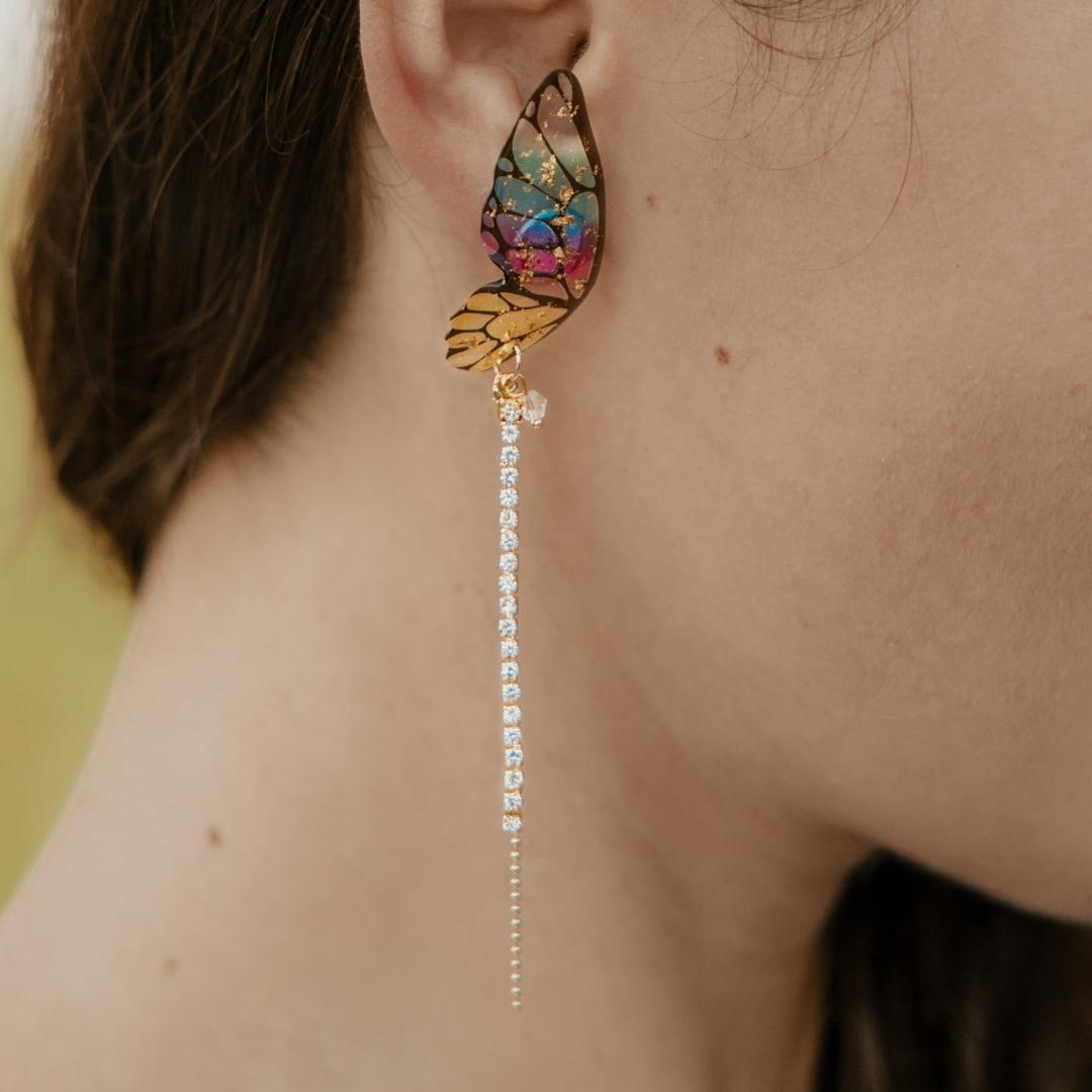 Dreamy Rainbow Butterfly Earrings | Dainty Dangling Earrings | Jewelry with Meaning | Soul Charms