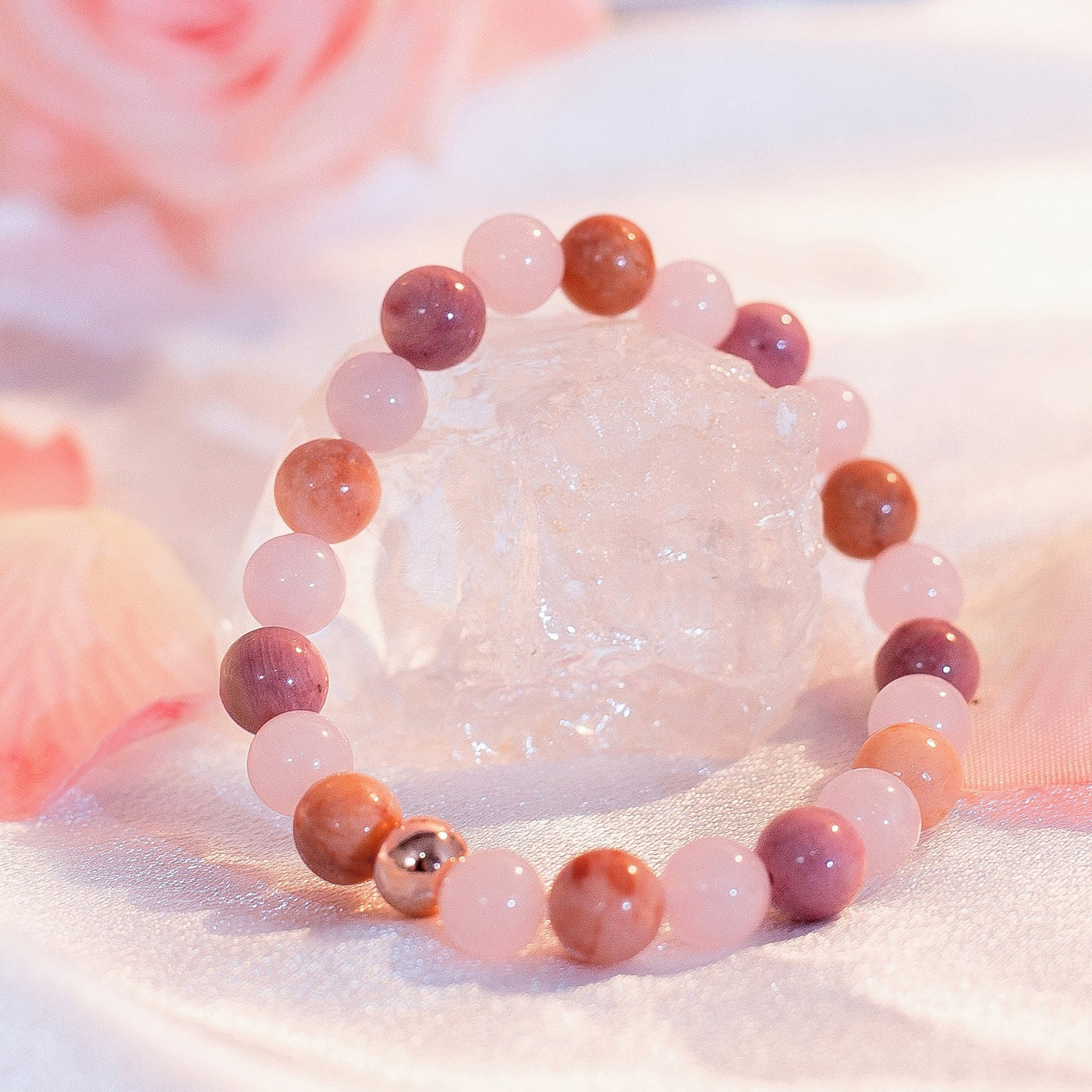 Pink Crystal Bracelet | Crystal Bracelet for Women, Love Bracelet | Crystals for Love Self Confidence Courage Attract Romance