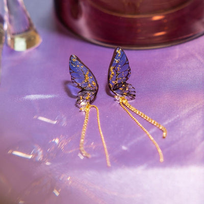 Fantasy Purple Blue Butterfly Earrings | Dainty Dangling Earrings | Jewelry with Meaning |Soul Charms