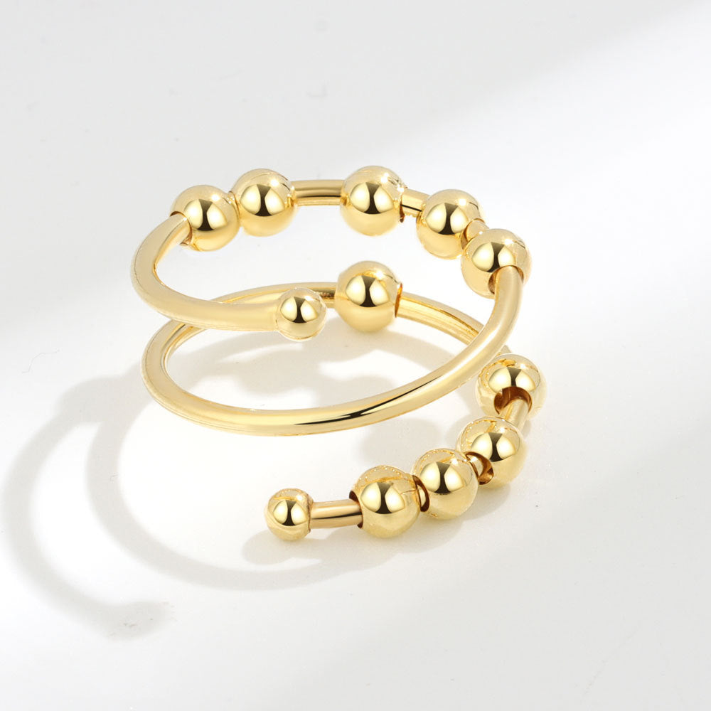 Fidget Beads Anxiety Ring Balls Fidget Spinner Adjustable Ring For