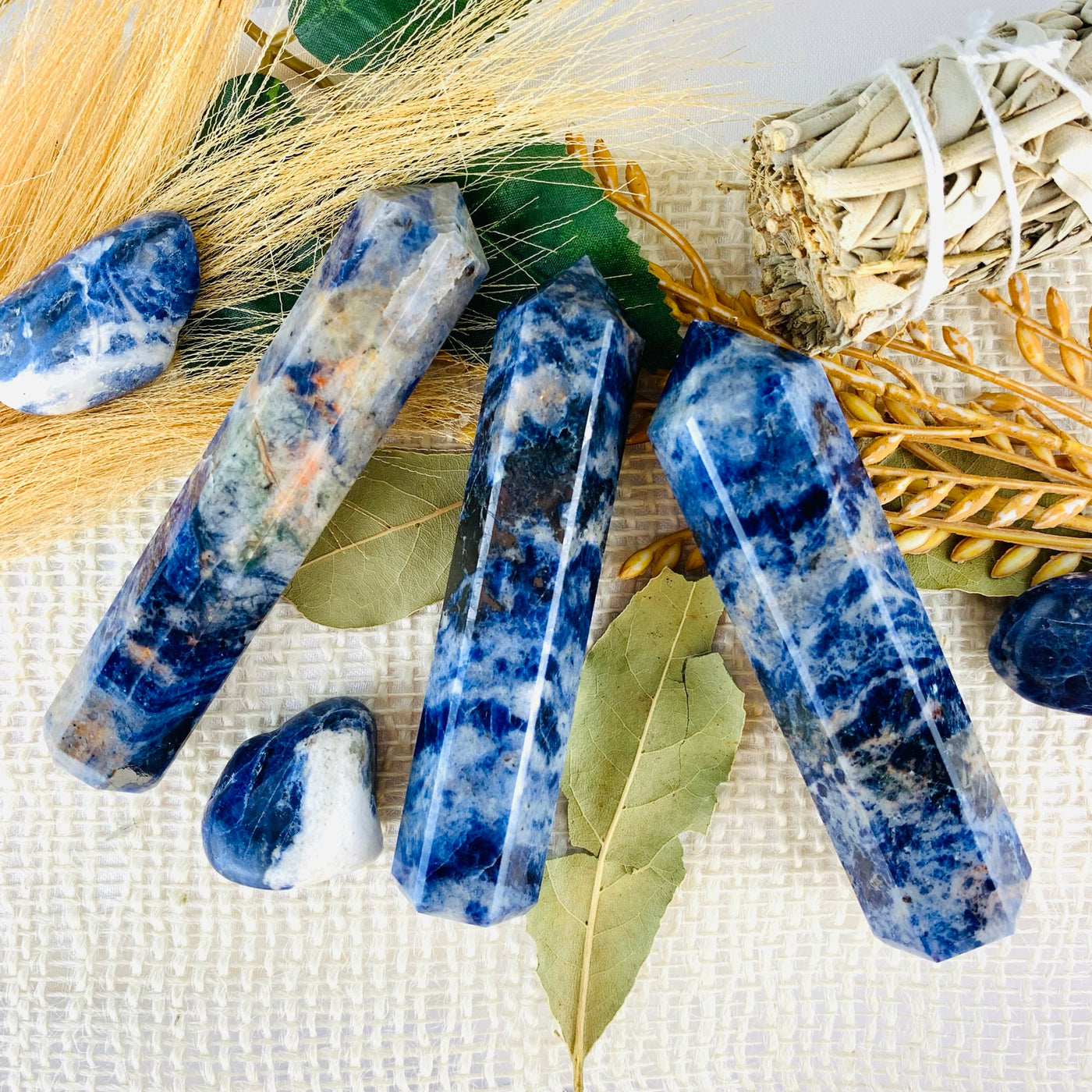 sodalite Healing Crystal Towers Obelisks For Money, Protection, Love, Strength