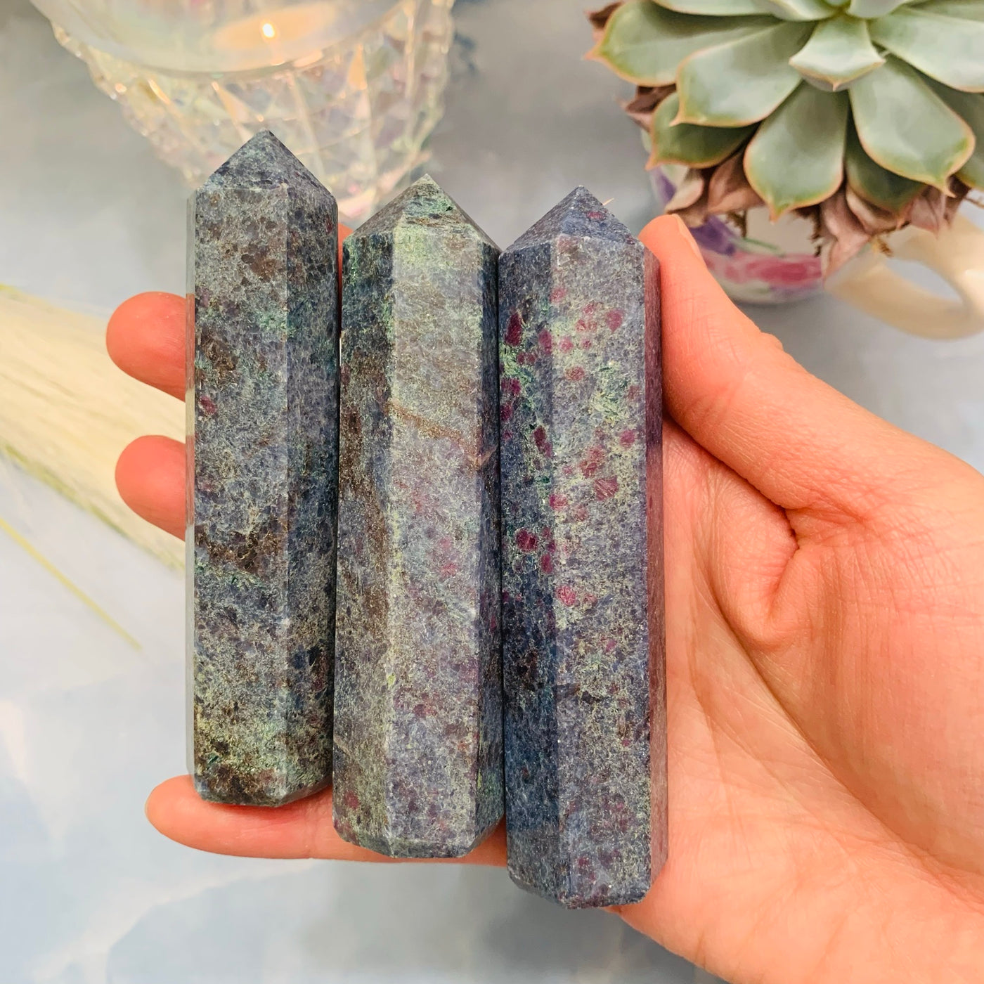 zoisite Healing Crystal Towers Obelisks For Money, Protection, Love, Strength