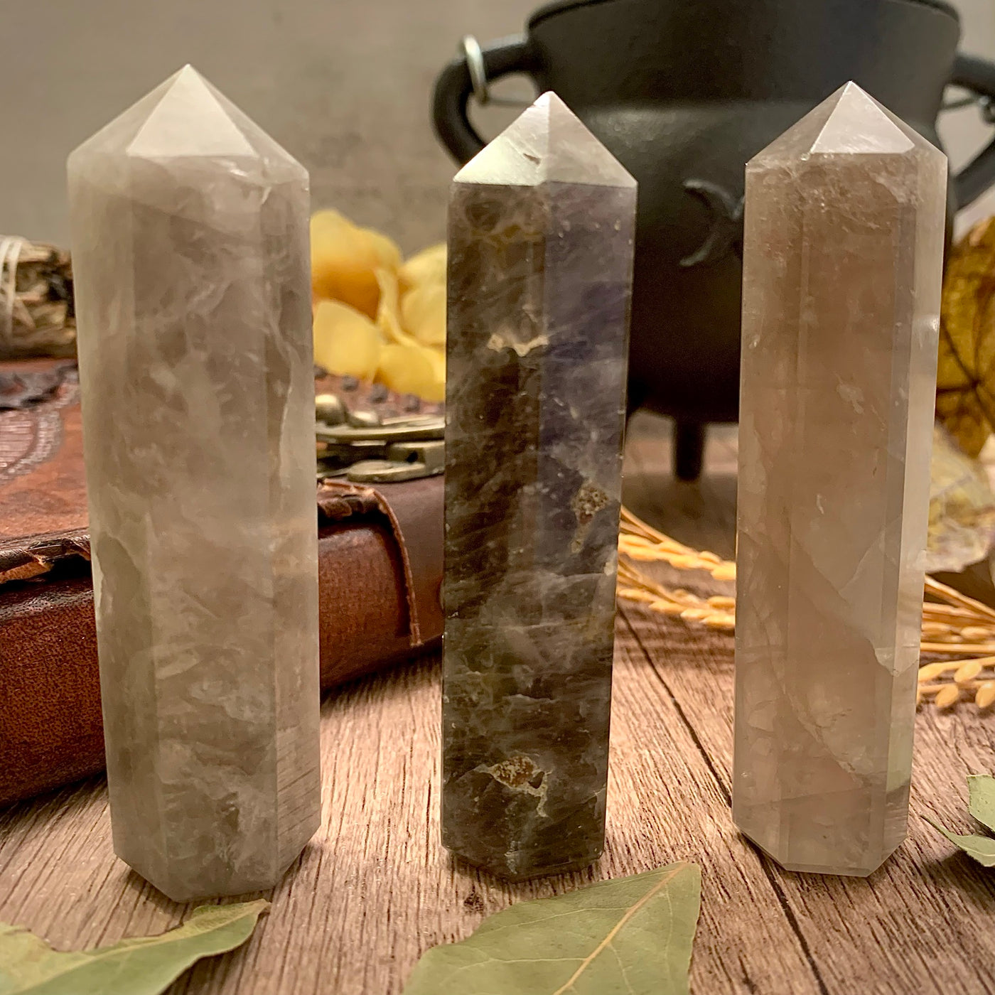 smoky quartz Healing Crystal Towers Obelisks For Money, Protection, Love, Strength
