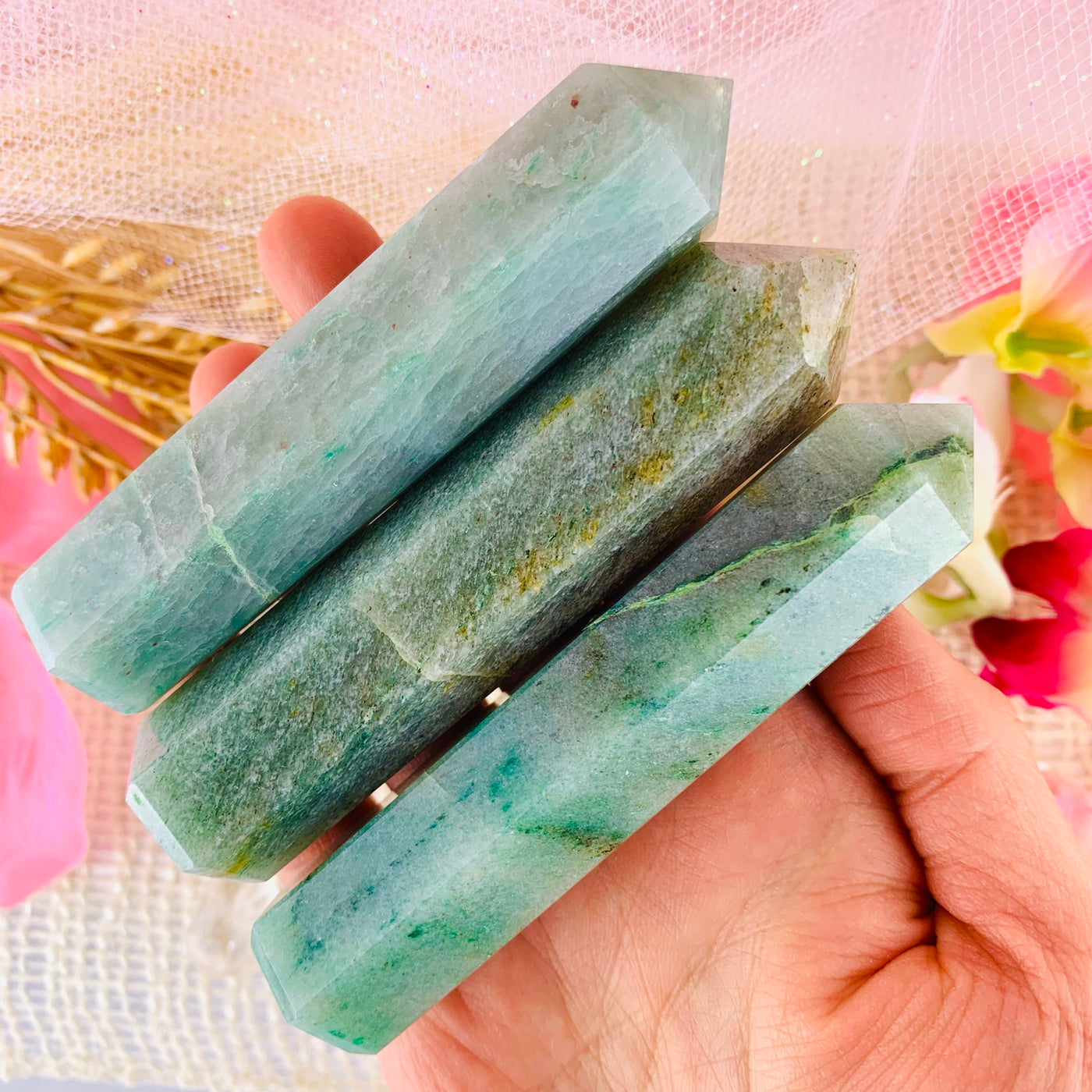 green aventurine Healing Crystal Towers Obelisks For Money, Protection, Love, Strength