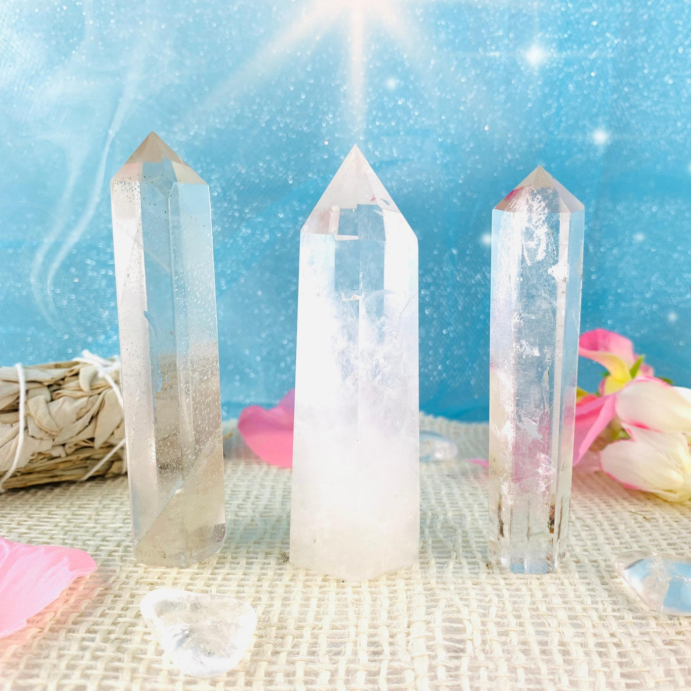 clear quartz Healing Crystal Towers Obelisks For Money, Protection, Love, Strength