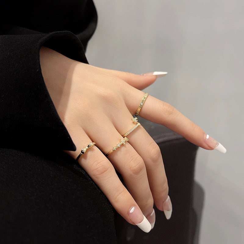 14k Gold Dainty Midi Rings Bow Star 14K Gold Adjustable Dainty