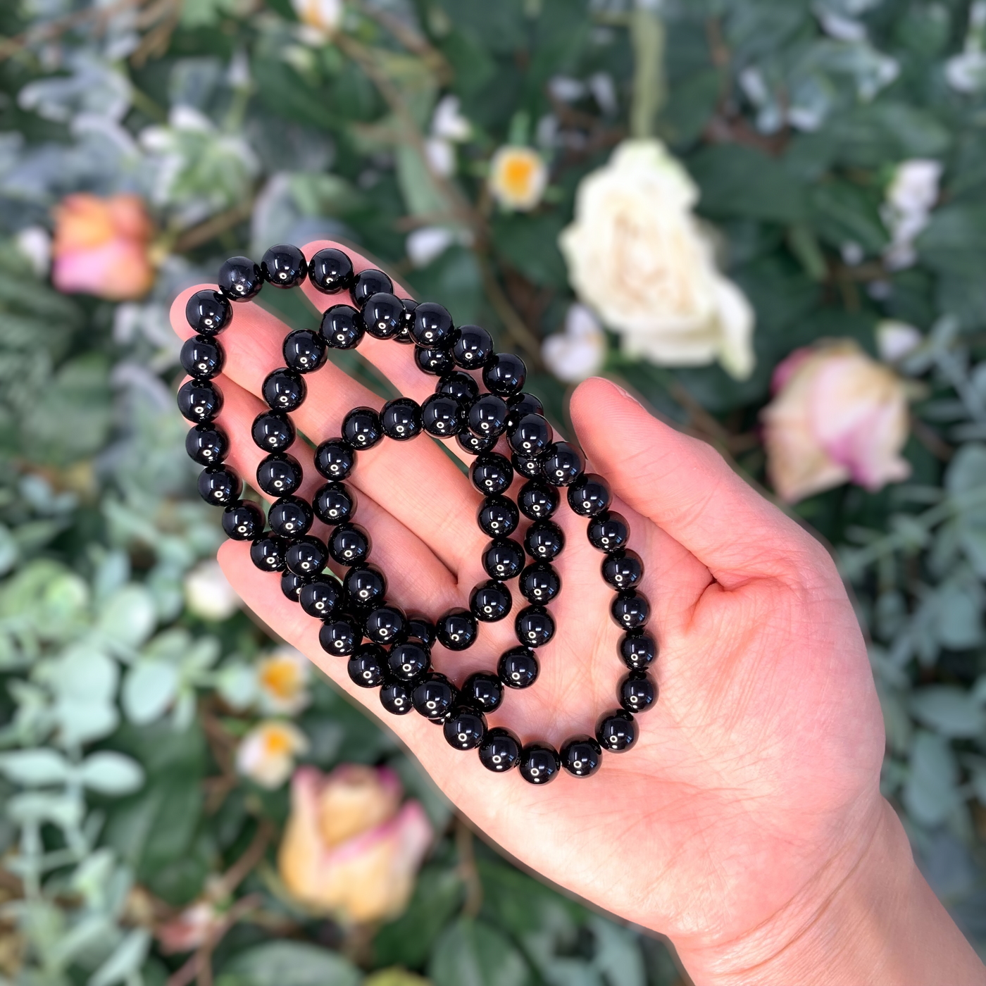 Black crystal beads online bracelet