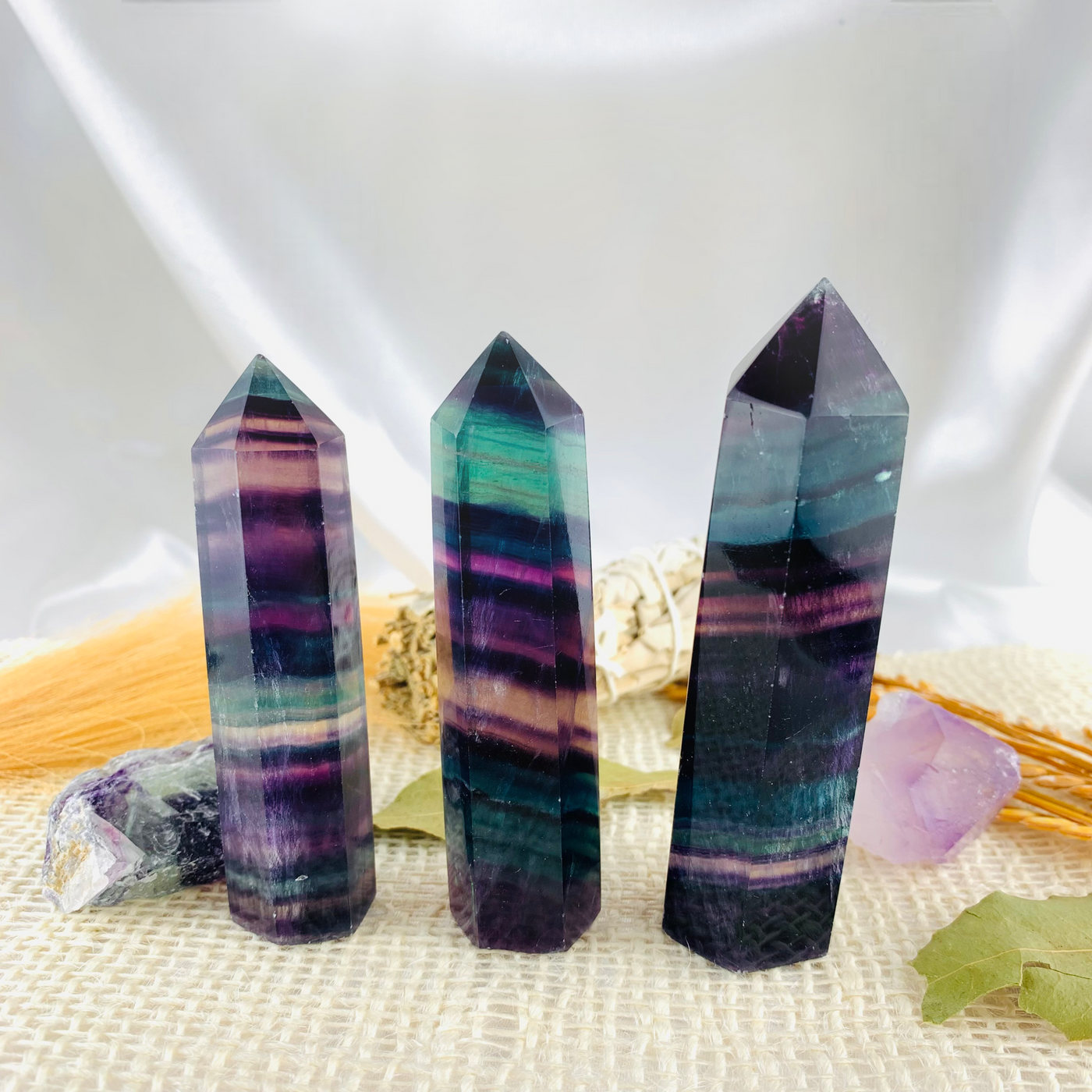 rainbow fluorite Healing Crystal Towers Obelisks For Money, Protection, Love, Strength