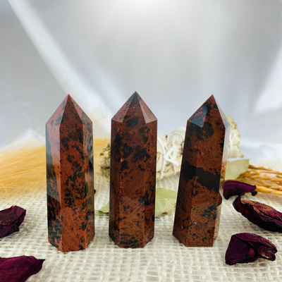 mahogany obsidian Healing Crystal Towers Obelisks For Money, Protection, Love, Strength