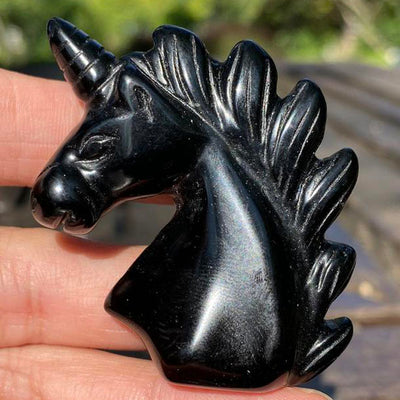 black obsidian crystal unicorn